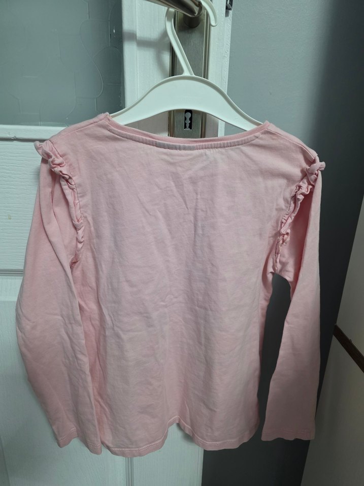 Pembe Uzun Kollu Mickey & Minnie Baskılı Kız Tişörtü - Görsel 2