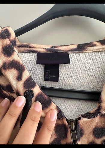 42 Beden Kahverengi Leopar Desenli Kapüşonlu Kadın hirka