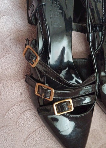 Siyah Rugan Tokalı Gotik Stiletto - Görsel 3