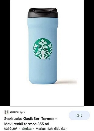 Starbucks mavi termos sıfırdır. 355 ml