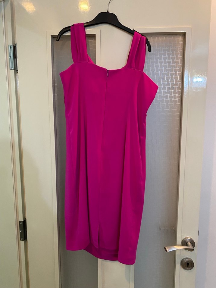 Pembe Drapeli Abiye Elbise - Görsel 3