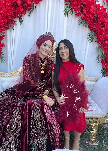 Kırmızı V Yakalı Midi Drapeli Kadın Elbise - Görsel 4