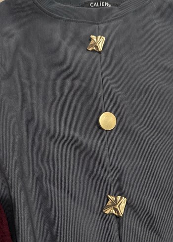 Antrasit Düğmeli Kolsuz Midi Yelek - Görsel 2