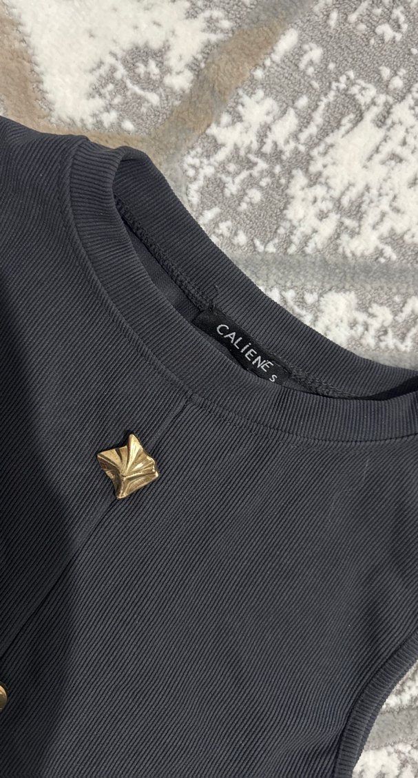 Antrasit Düğmeli Kolsuz Midi Yelek - Görsel 3