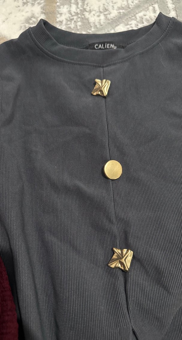 Antrasit Düğmeli Kolsuz Midi Yelek - Görsel 2