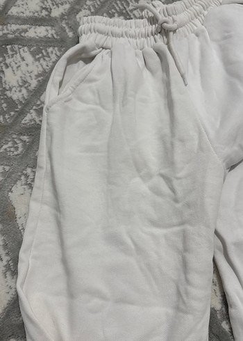 Kadın Beyaz Pamuklu Rahat Kesim Eşofman - Görsel 2