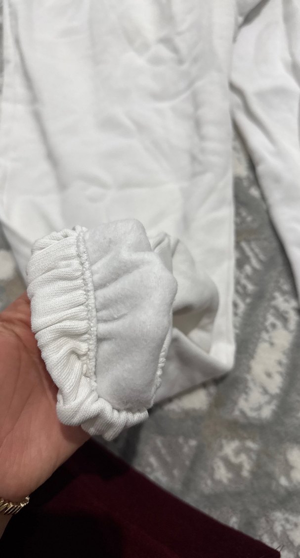 Kadın Beyaz Pamuklu Rahat Kesim Eşofman - Görsel 3