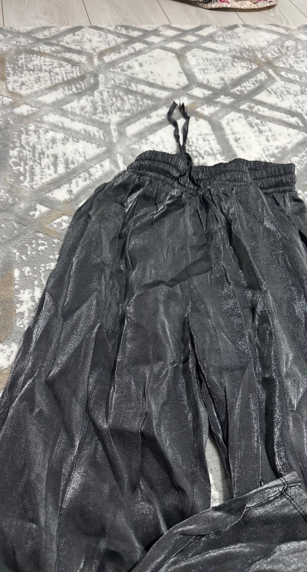 Kadın Siyah Keten Salaş Gotik Pantolon - Görsel 2