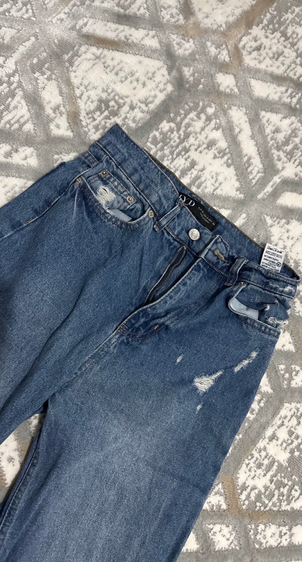 Gevşek Kesim Kadın Mavi Kot Pantolon - Görsel 3