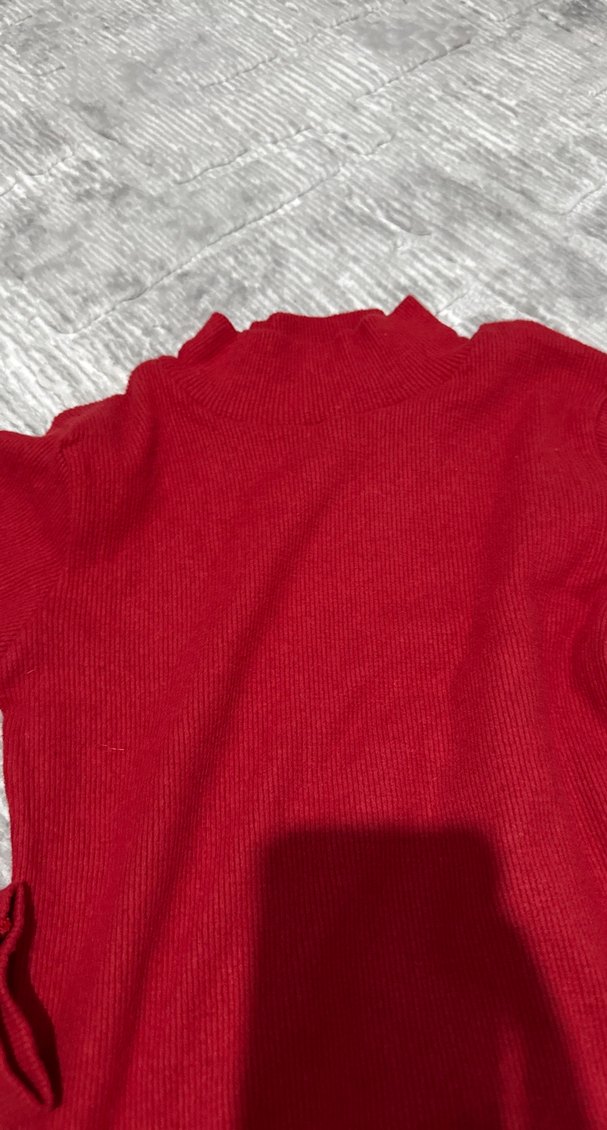 Kırmızı Balıkçı Yaka Kadın Kazak - Görsel 2