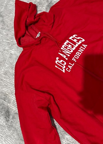 Kırmızı Kapüşonlu Kadın Sweatshirt - Görsel 2