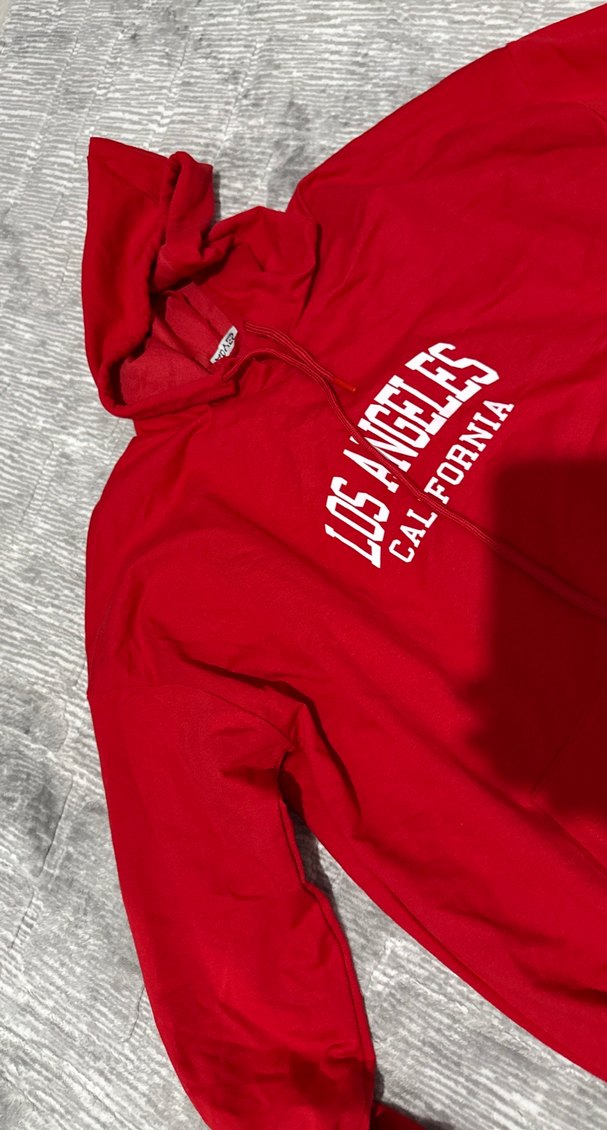 Kırmızı Kapüşonlu Kadın Sweatshirt - Görsel 2