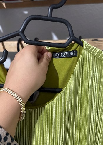 Yeşil Pilili Uzun Bohem Kadın Elbise - Görsel 4