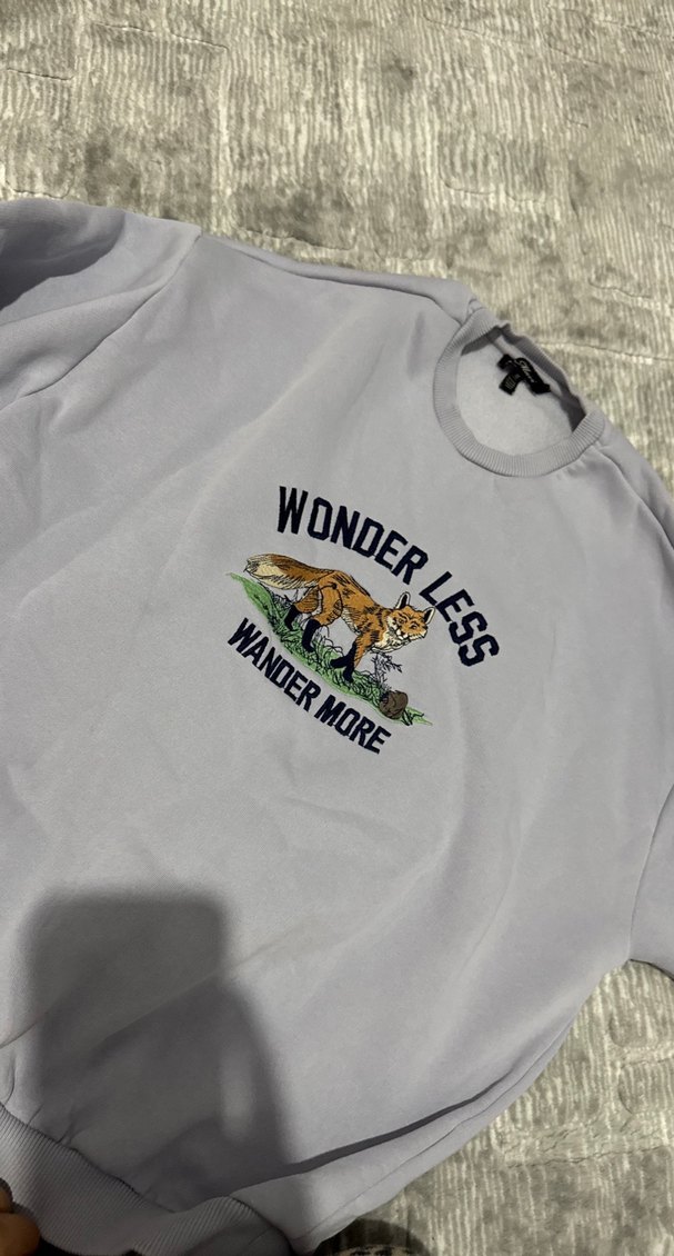 Gri Baskılı Kadın Sweatshirt - Görsel 5