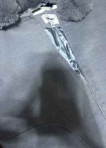 Gri Kürklü Yaka Kadın Kaban - Görsel 2