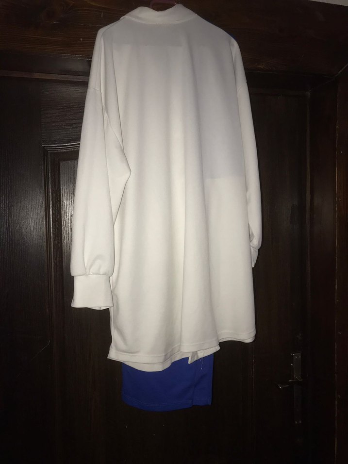 Kadın Mavi Beyaz Pamuklu Uzun Gömlek Pantolon Likralı 3 XL - Görsel 2