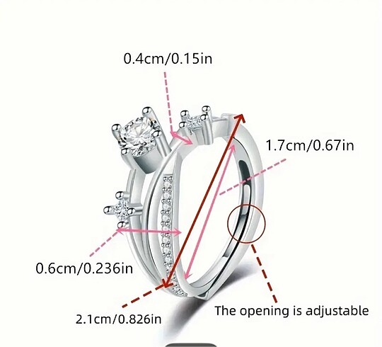  Beden beyaz Renk Şık tektaşlı yüzük