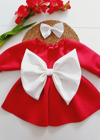 Kız Çocuk Beyaz Fiyonklu elbise - Görsel 2