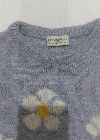 Kız Çocuk Gri Nakışlı Triko Kazak - Görsel 2