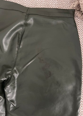 Koyu Yeşil/Haki Deri Pantolon - Görsel 4