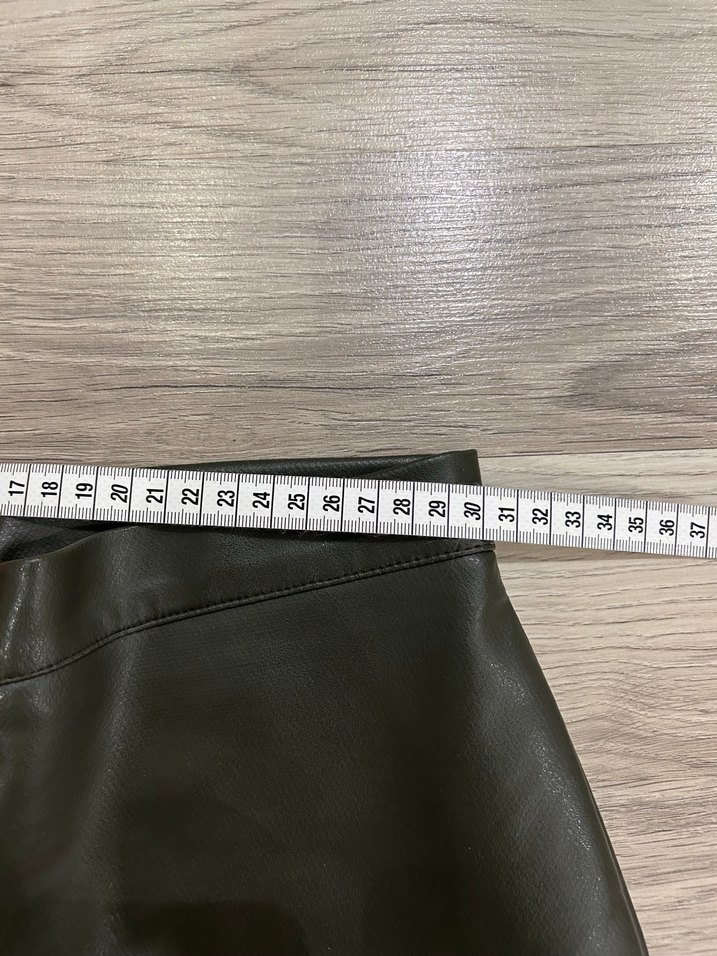 Koyu Yeşil/Haki Deri Pantolon - Görsel 3