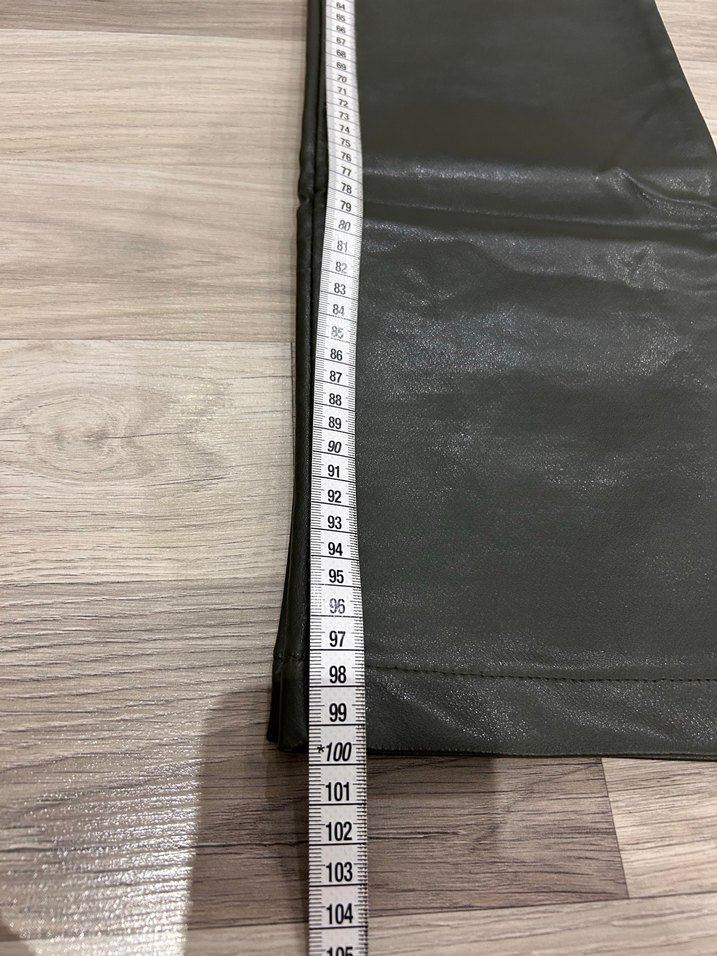 Koyu Yeşil/Haki Deri Pantolon - Görsel 2