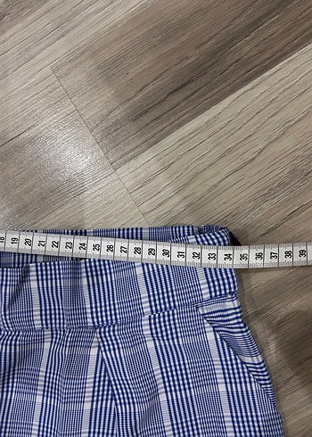 Mavi Ekose Kadın Kumaş Pantolon - Görsel 2