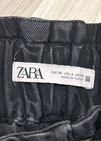 Siyah Yüksel Bel Büzgülü Kot Pantolon - Görsel 3