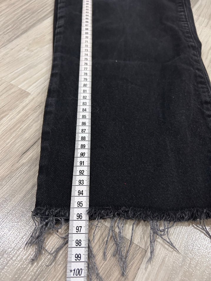 Siyah Yüksel Bel Büzgülü Kot Pantolon - Görsel 2