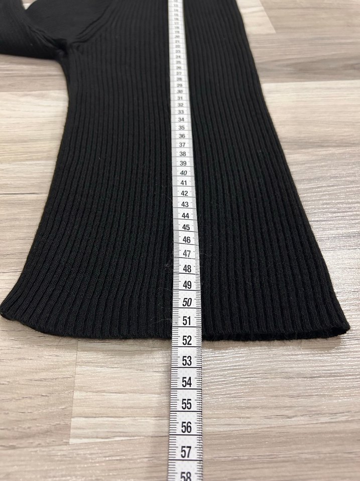 Uzun Kollu Siyah Fitili Kadın Kazak - Görsel 3