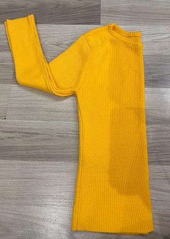 Sarı Uzun Kollu Kadın Fitili Kazak - Görsel 4