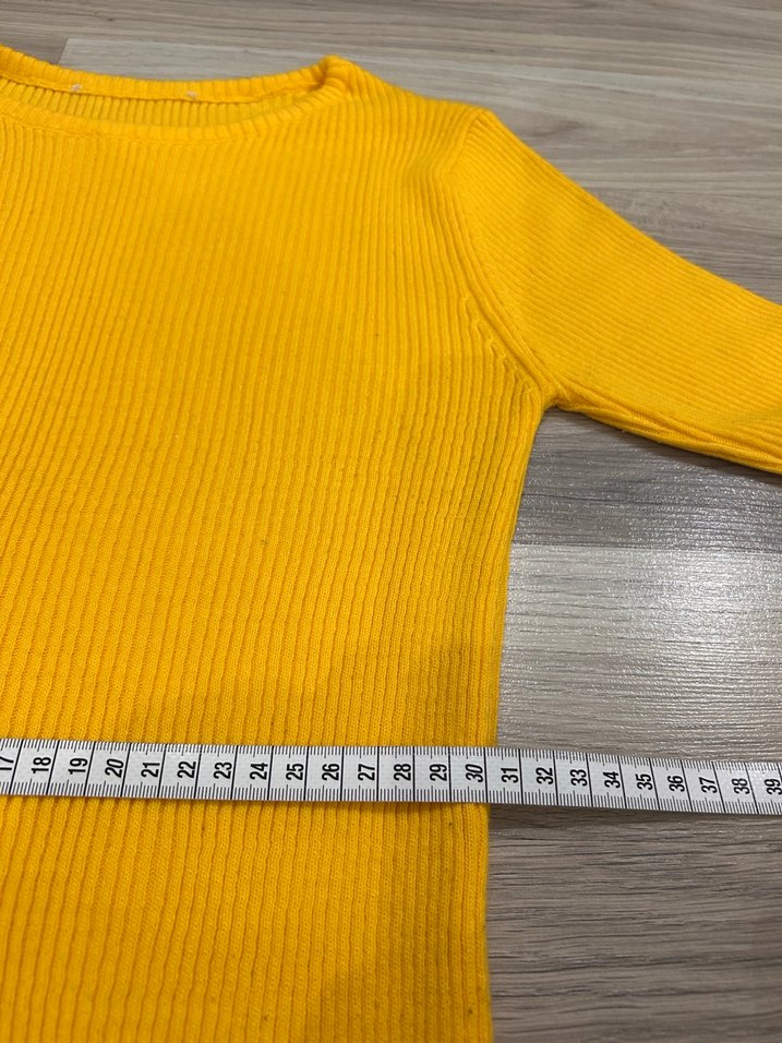 Sarı Uzun Kollu Kadın Fitili Kazak - Görsel 2