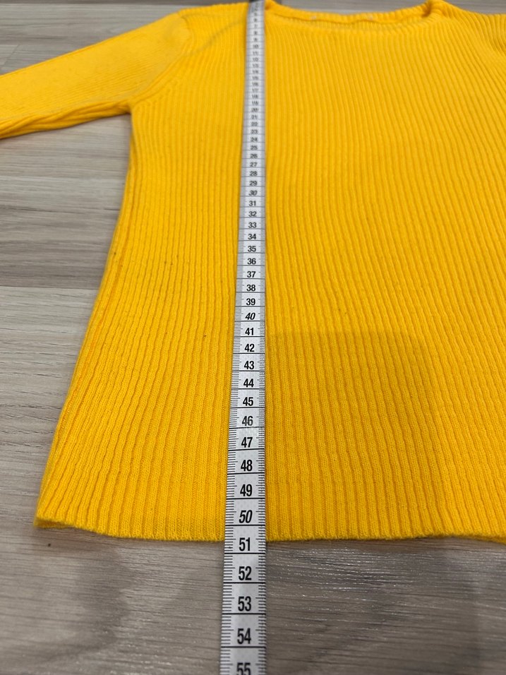 Sarı Uzun Kollu Kadın Fitili Kazak - Görsel 3