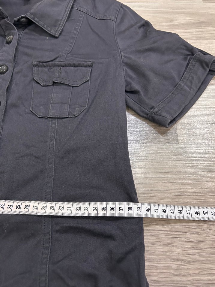 Koyu Gri Düğmeli Kadın Elbise - Görsel 2