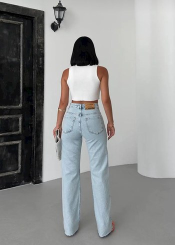 Diğer Beyaz Tie-Dye Desenli Regular Fit Kadın Jean