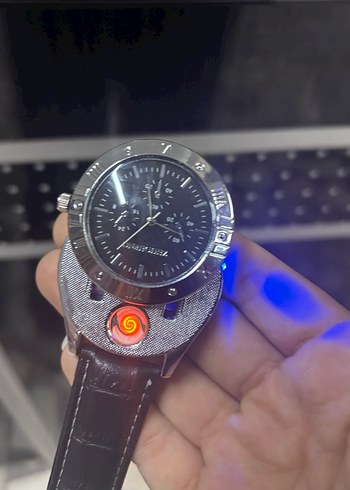  Beden USB Şarjlı Siyah Erkek Biker Saat Çakmak