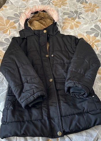 Kürklü Kapüşonlu Siyah Çocuk Kışlık Mont - Görsel 2