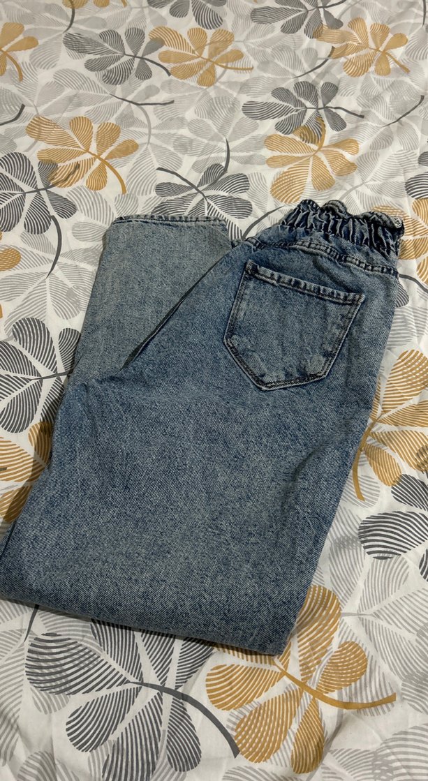 Kadın Mavi Bol Kesim Denim Pantolon kot - Görsel 4