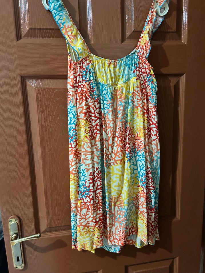 Renkli  Bohem kısa elbise - Görsel 3