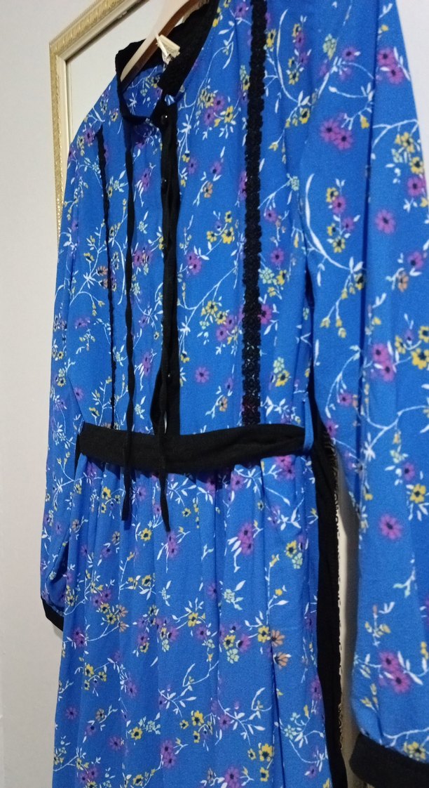 Uzun Mavi Bohem Elbise - Görsel 3