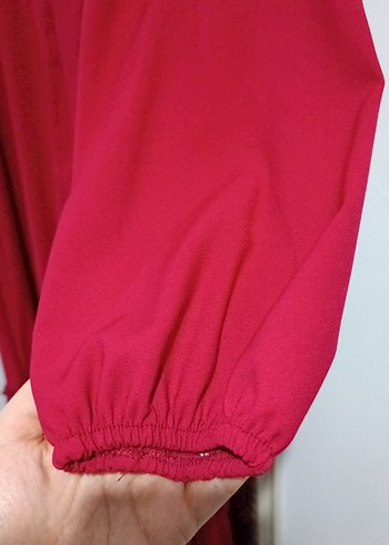 Bordo Uzun Salaş Bohem Elbise 44 bedene uyumlu - Görsel 4