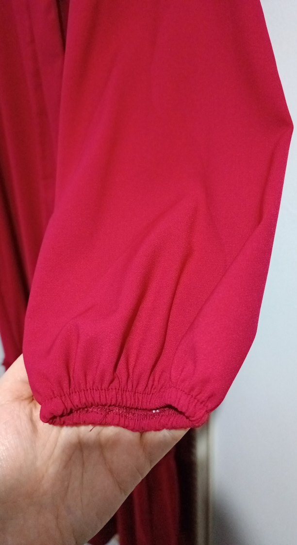 Bordo Uzun Salaş Bohem Elbise 44 bedene uyumlu - Görsel 4