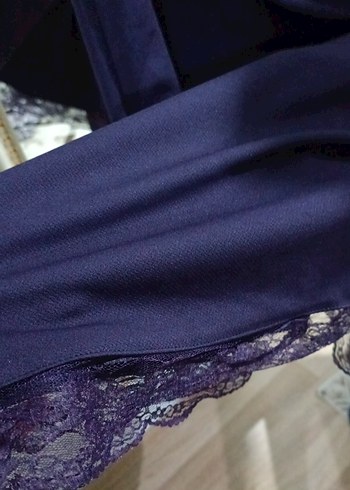 Klasik Mor Uzun Kolsuz Kuşaklı jile Elbise - Görsel 6