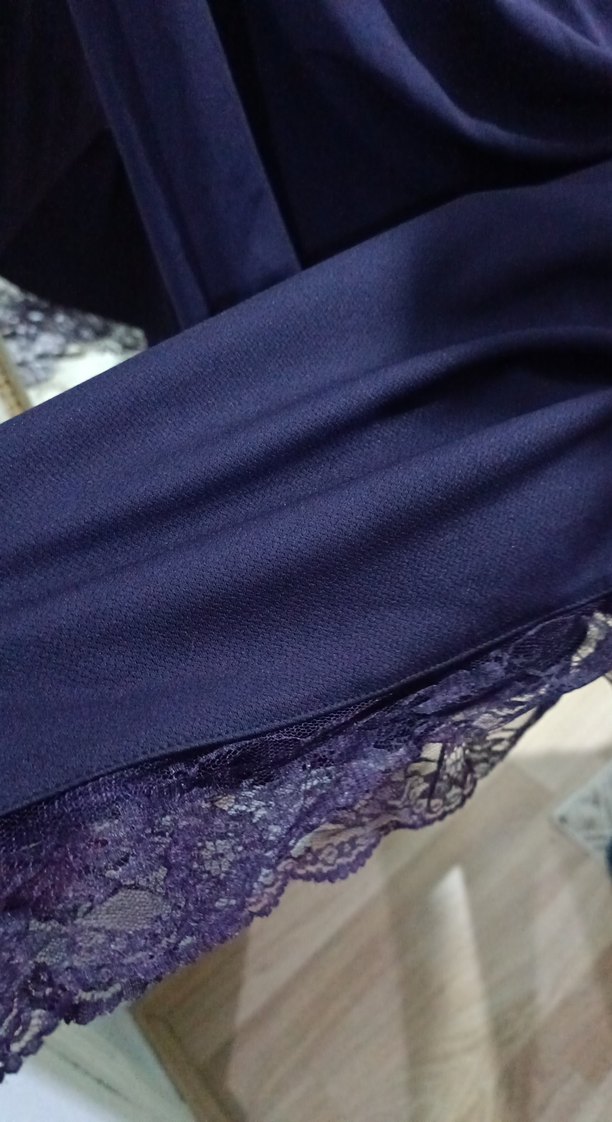 Klasik Mor Uzun Kolsuz Kuşaklı jile Elbise - Görsel 5