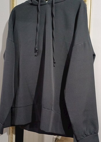 Gri Uzun Kollu Salaş Sweatshirt etekli takım - Görsel 4