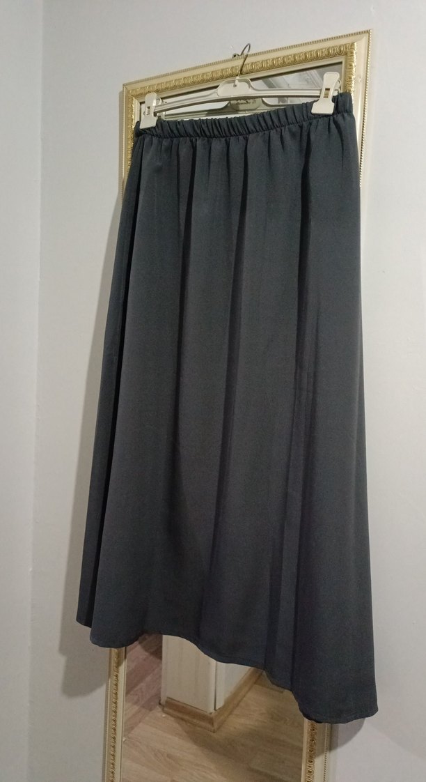 Gri Uzun Kollu Salaş Sweatshirt etekli takım - Görsel 3