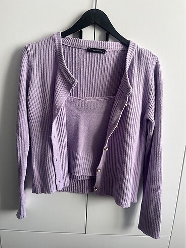 Trendyol & Milla Lila hırka ve crop takım