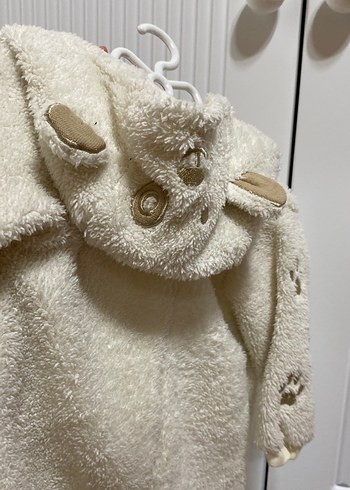 Beyaz Peluş Bebek Tulum - Kürklü Detaylı - Görsel 3