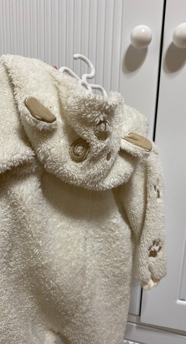 Beyaz Peluş Bebek Tulum - Kürklü Detaylı - Görsel 3