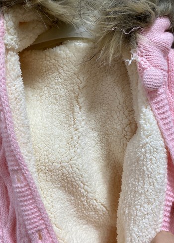 Kürklü Kapüşonlu Pembe Bebek Tulumu - Görsel 2